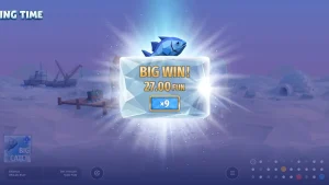 Tampilan visual roda keberuntungan bertema memancing di Fishing Time oleh BGaming