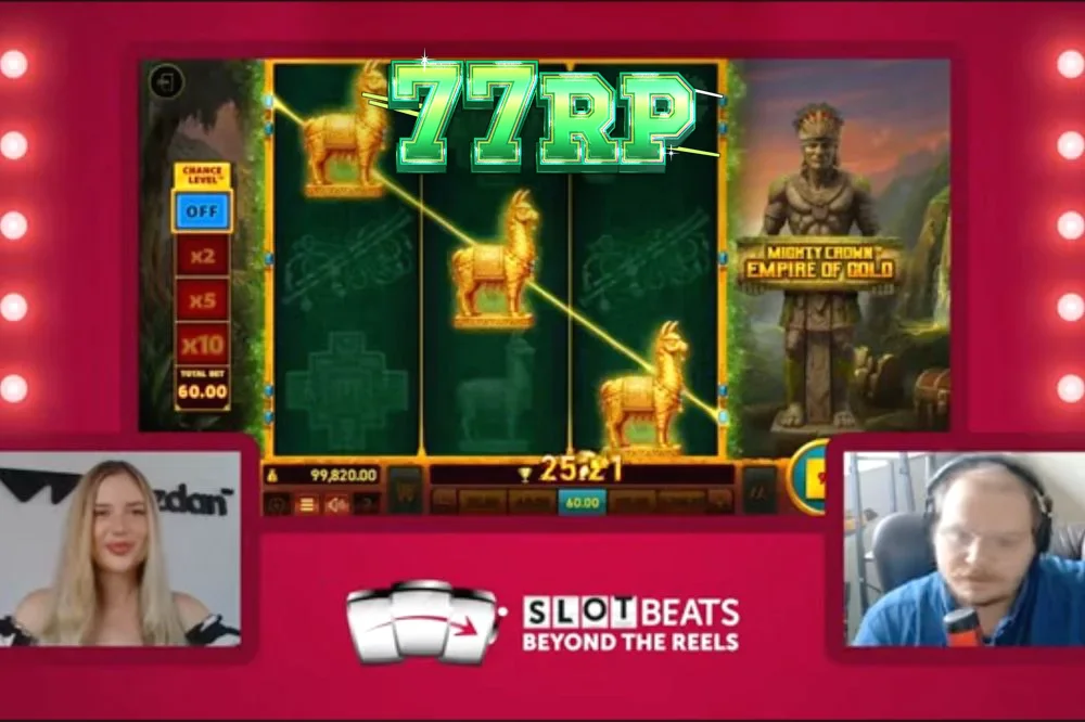 Tampilan visual slot Mighty Crown: Empire of Gold dengan desain tiga gulungan yang modern.